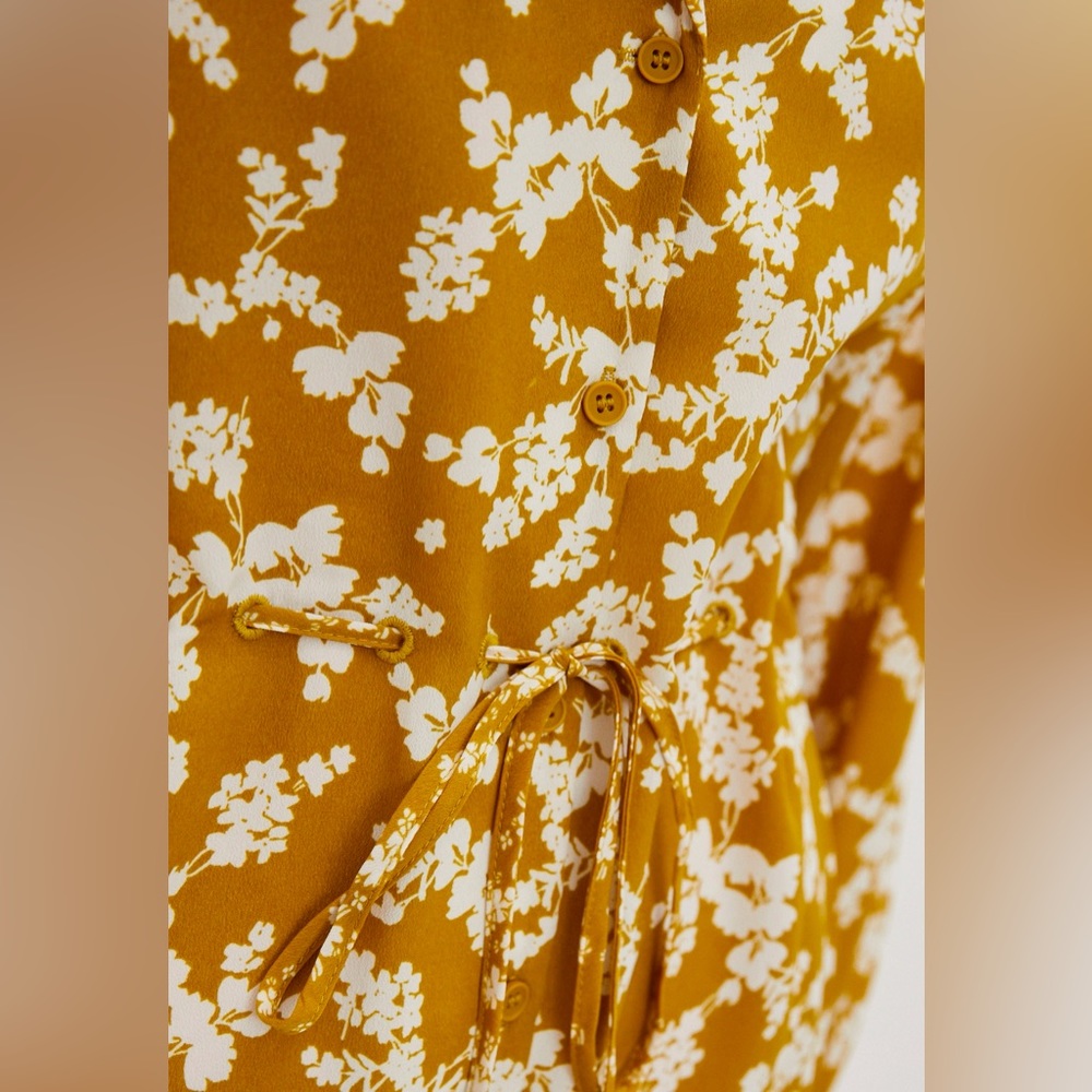 French Connection Bruna Light Mid Floral Midi Shirt Dress Yellow - Picture 6 of 15